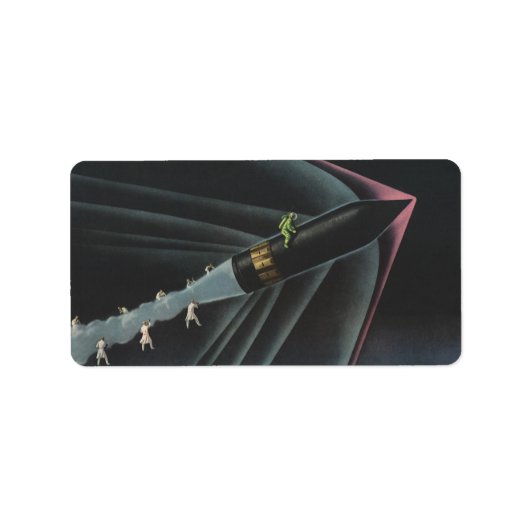  sciencefiction astronaut Riding Rocket Etiket (Voorkant)