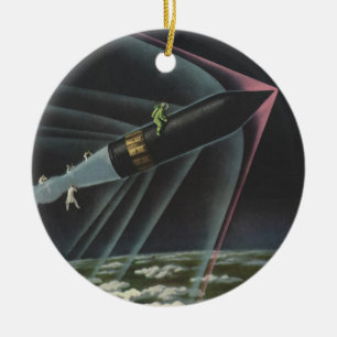 sciencefiction astronaut Riding Rocket Keramisch Ornament