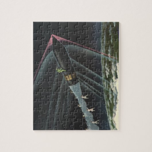  sciencefiction astronaut Riding Rocket Legpuzzel (Verticaal)