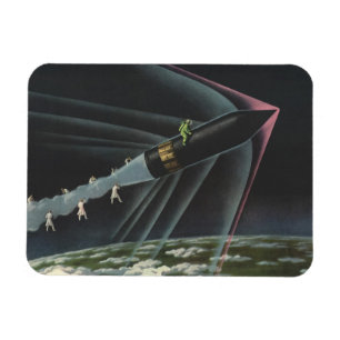 sciencefiction astronaut Riding Rocket Magneet