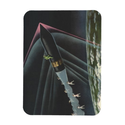  sciencefiction astronaut Riding Rocket Magneet (Verticaal)