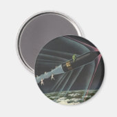 sciencefiction astronaut Riding Rocket Magneet (Voorkant / Achterkant)