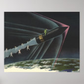  sciencefiction astronaut Riding Rocket Poster (Voorkant)