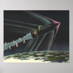  sciencefiction astronaut Riding Rocket Poster