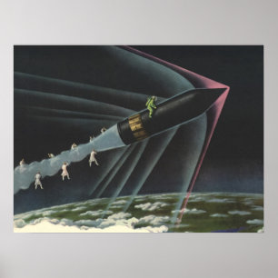 sciencefiction astronaut Riding Rocket Poster