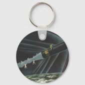 sciencefiction astronaut Riding Rocket Sleutelhanger (Voorkant)