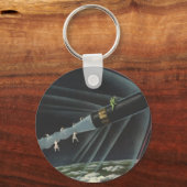  sciencefiction astronaut Riding Rocket Sleutelhanger (Achterkant)