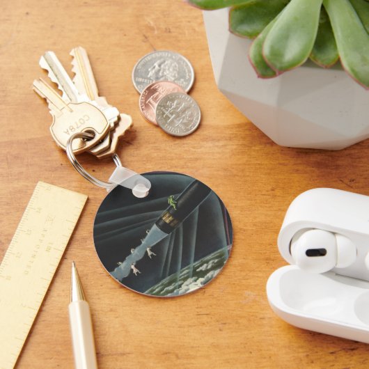 sciencefiction astronaut Riding Rocket Sleutelhanger (Bureau)