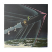 sciencefiction astronaut Riding Rocket Tegeltje (Voorkant)