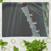  sciencefiction astronaut Riding Rocket Theedoek (Gevouwen)