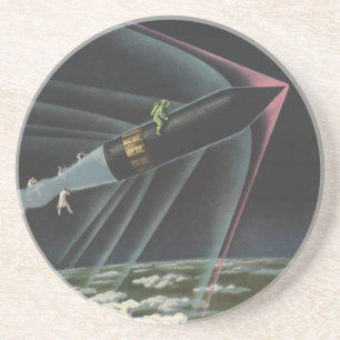 sciencefiction astronaut Riding Rocket Zandsteen Onderzetter