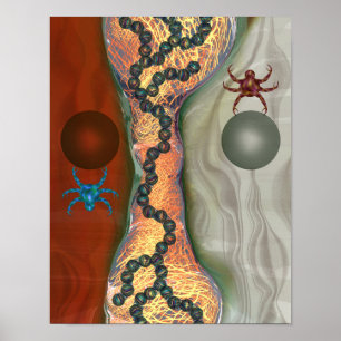 Sciencefiction biologisch abstract met zwevende bo poster