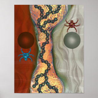 Sciencefiction biologisch abstract met zwevende bo poster