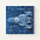 Sciencefiction blauwdruk ruimteschip notitieboek (Achterkant)