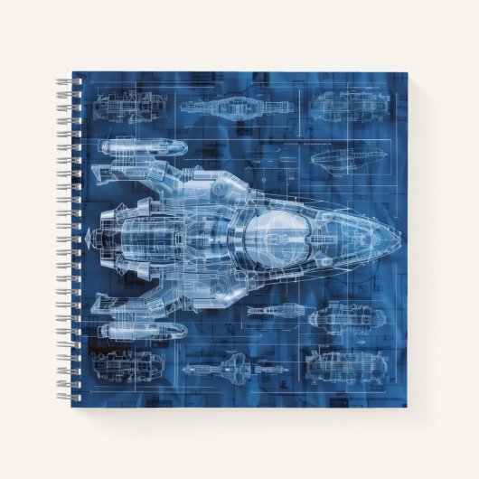 Sciencefiction blauwdruk ruimteschip notitieboek (Voorkant)