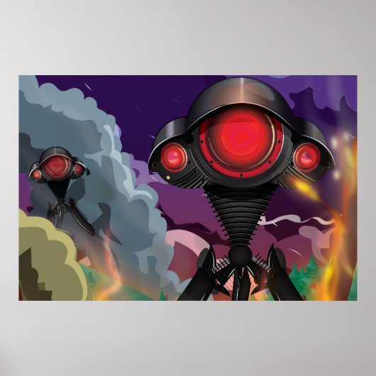Sciencefiction Buitenaardse Driepoot Aanval! Poster (Voorkant)