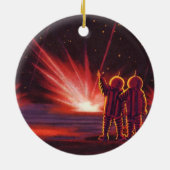 Sciencefiction over explosie op rode planeet in vi keramisch ornament (Achterkant)