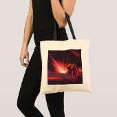 Sciencefiction over explosie op rode planeet in vi tote bag (Voorkant (product))