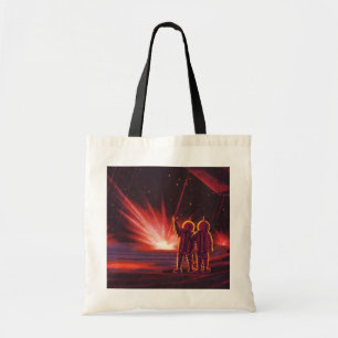 Sciencefiction over explosie op rode planeet in vi tote bag