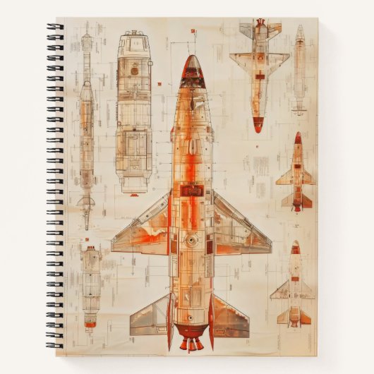 Sciencefiction Raket Blauwdruk Notitieboek (Voorkant)