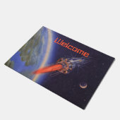 Sciencefiction-raket uit het verleden in de ruimte deurmat (Schuin)