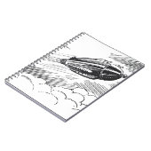 Sciencefiction-ruimteschip raket in wolken notitieboek (Linkerzijde)