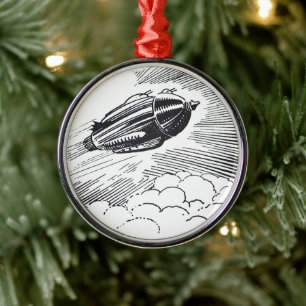 Sciencefiction-ruimteschip uit het verleden in wol metalen ornament