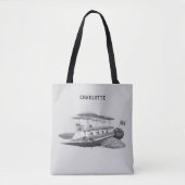 Sciencefiction-stoomtijdperk luchtschip Eclipse ui Tote Bag (Voorkant)