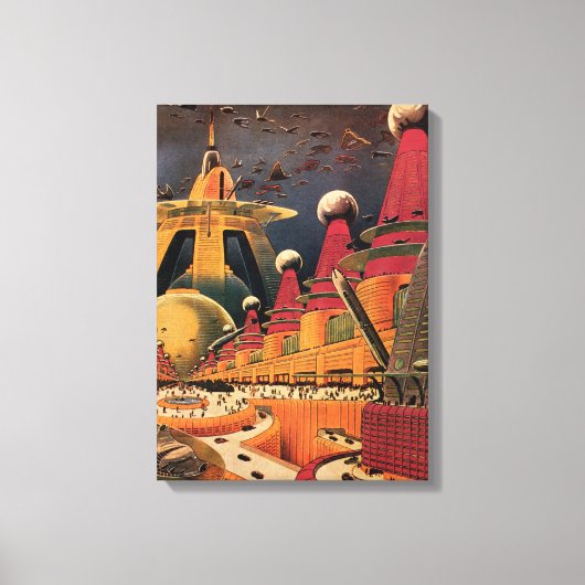 Sciencefiction uit de oude doos: futuristische sta canvas afdruk (Voorkant)