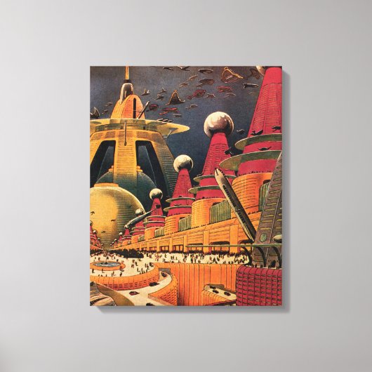 Sciencefiction uit de oude doos: futuristische sta canvas afdruk (Voorkant)