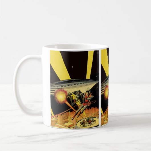 Sciencefiction uit het verleden, buitenaardse weze koffiemok (Links)