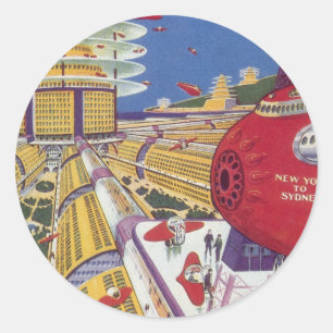 Sciencefiction uit het verleden, futuristisch New  Ronde Sticker
