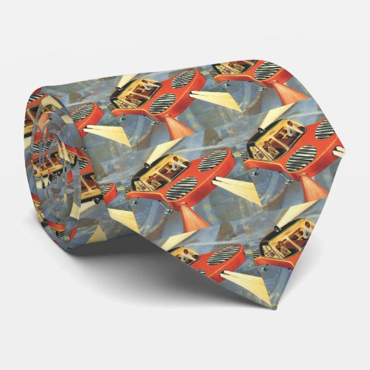 Sciencefiction uit het verleden: futuristische vli stropdas (Opgerold)