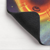 Sciencefiction uit het verleden, gloeiende raket i muismat (Hoek)