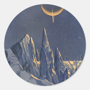 Sciencefiction uit het verleden, Halvemaan Sneeuwp Ronde Sticker