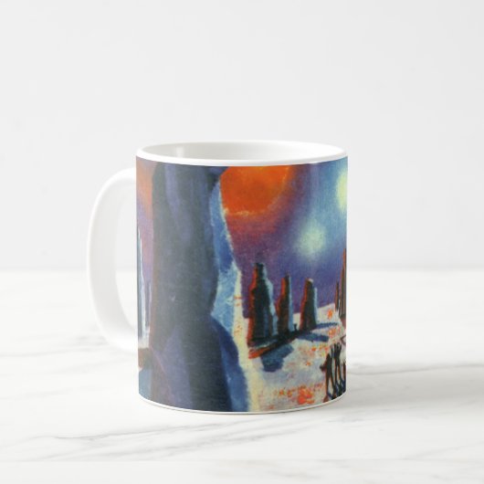 Sciencefiction uit het verleden met buitenaardse w koffiemok (Voorkant links)