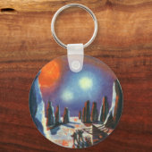 Sciencefiction uit het verleden met buitenaardse w sleutelhanger (Achterkant)