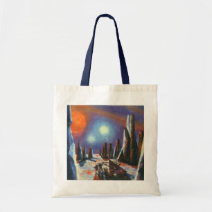 Sciencefiction uit het verleden met buitenaardse w tote bag