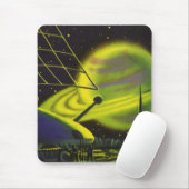 Sciencefiction uit het verleden - neon groene plan muismat (Met muis)