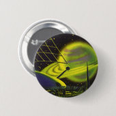 Sciencefiction uit het verleden Neon groene planee Ronde Button 5,7 Cm (Voorkant /achterkant)
