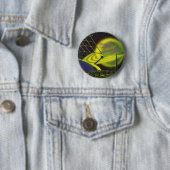 Sciencefiction uit het verleden Neon groene planee Ronde Button 5,7 Cm (In situ)