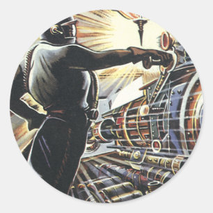 Sciencefiction uit het verleden Over futuristische Ronde Sticker