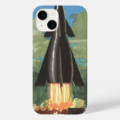 Sciencefiction uit het verleden, raket vertrekt va Case-Mate iPhone case (Achterkant)