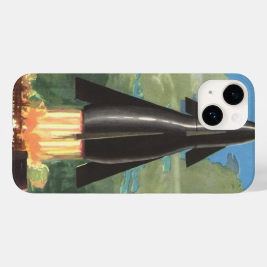Sciencefiction uit het verleden, raket vertrekt va Case-Mate iPhone case (Achterkant (horizontaal))
