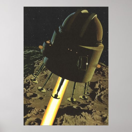 Sciencefiction uit het verleden, raketlanding op d poster (Voorkant)