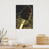 Sciencefiction uit het verleden, raketlanding op d poster (Keuken)