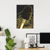 Sciencefiction uit het verleden, raketlanding op d poster (Thuiskantoor)
