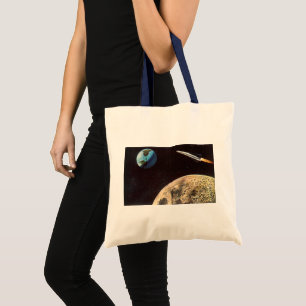Sciencefiction uit het verleden, Raketschip boven Tote Bag