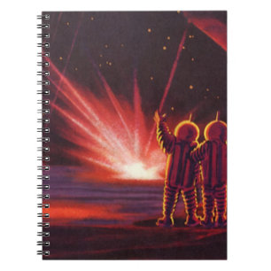 Sciencefiction uit het verleden van buitenaardse w notitieboek