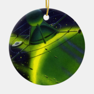 Sciencefiction uit vroeger tijden Groene planeet m Keramisch Ornament